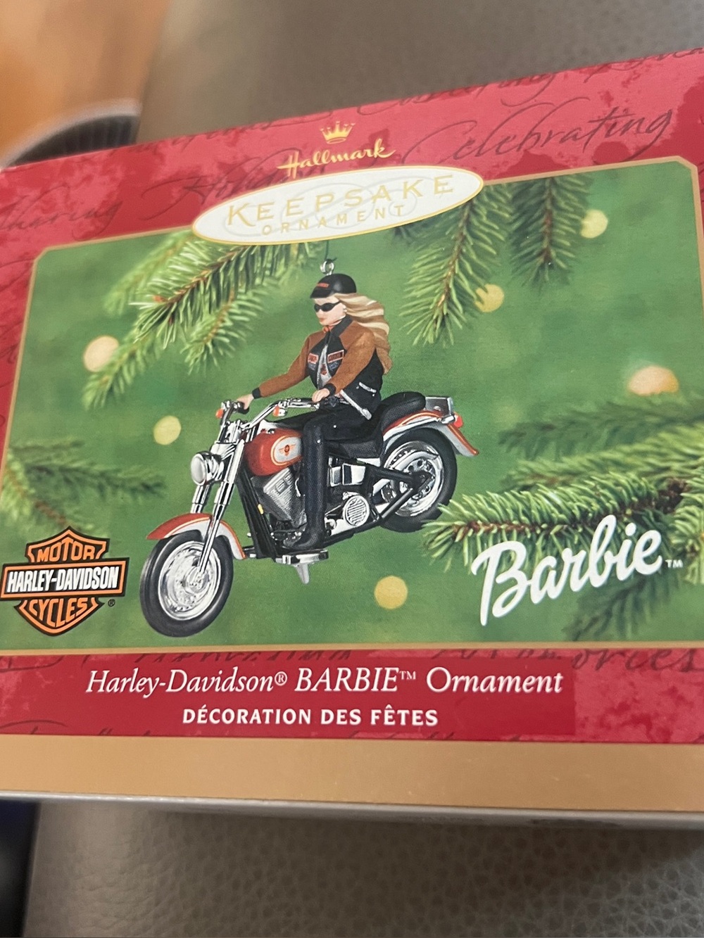 2001 Hallmark Harley-Davidson Barbie Keepsake Ornament Motorcycle Barbie In Box
